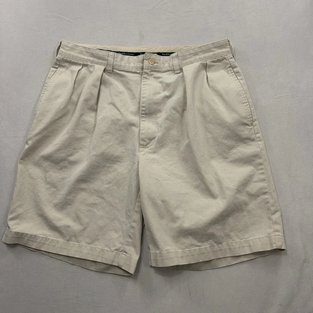 Polo Ralph Lauren Shorts Pleated Chino Andrew Tan Khaki Mens 33